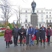 Members of the Leamington History Group at the Leamington war memorial on Remembrance Sunday. Picture courtesy of the Leamington History Group.