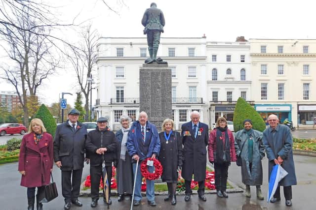 Members of the Leamington History Group at the Leamington war memorial on Remembrance Sunday. Picture courtesy of the Leamington History Group.