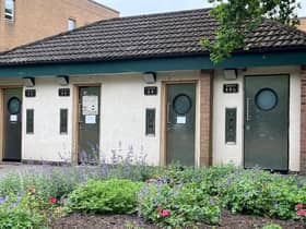 The public toilets in Rugby's Caldecott Park offer a very limited public service.