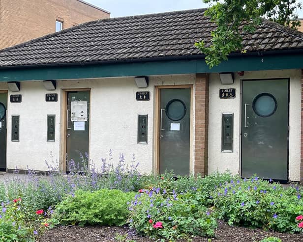 The public toilets in Rugby's Caldecott Park offer a very limited public service.
