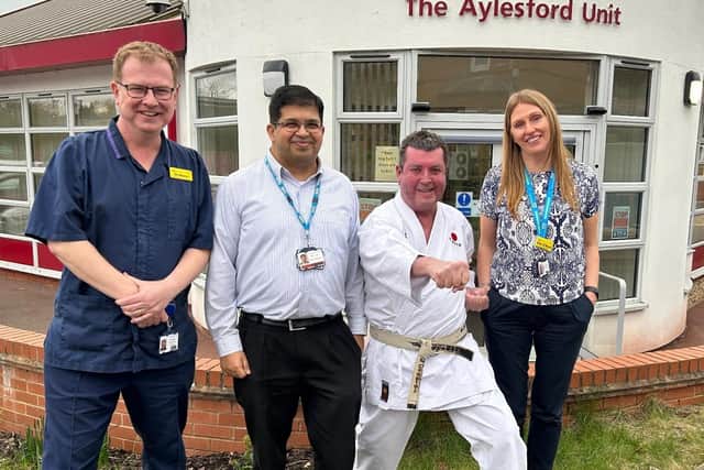 Photo shows left to right: Graham Day – advanced nurse practioner, Peter Correa – consultant, Austin Birks and Zoe O’Neill - nurse consultant. Photo supplied