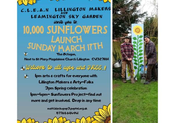 The launch of the 10,000 Sunflowers scheme will take place on March 17. Pictures supplied.