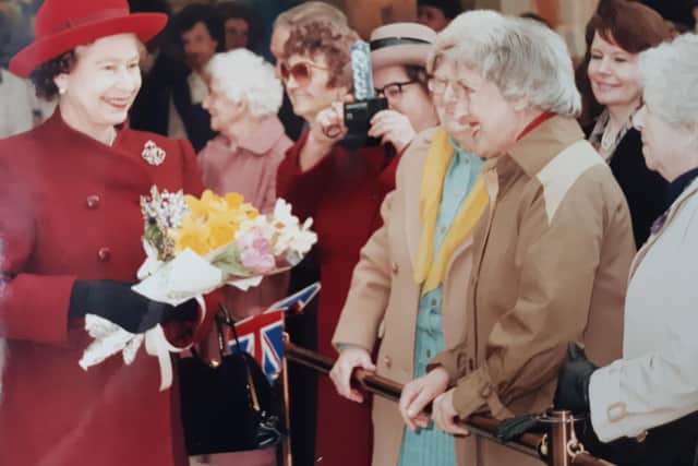 Queen Elizabeth II visiting Leamington for the opening of the Royal Priors Shopping Centre in the town in 1988.