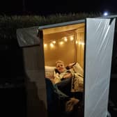 Tina Purkis took part in a sponsored sleep out in Rugby to raise money for Hope4.