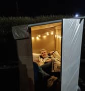 Tina Purkis took part in a sponsored sleep out in Rugby to raise money for Hope4.