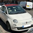 The uninsured Fiat 500 parked in Leamington. Credit: Leamington Police