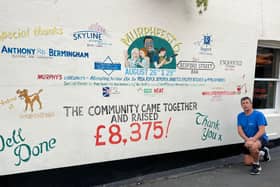 Murphy's Bar owner Kevin Murphy by the wall of the Leamington pub on which a mural has been painted to pay tribute to the success of its sixth Murph Fest charity fundraising event and to all those who contributed to it. Picture supplied.