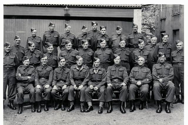 The Post Office Home Guard on 15th October 1944 taken at the rear of the
Post Office [The Dock] in Priory Terrace. The back row includes: - A.
Johnson, C. Wilson, R. Law, P. Millin, F. Alsop, W. Bennett and Mr. Adams.
The middle row includes: - J. Grimster, C. Hesk, M. Smith, J. Grimster, F.
Rowlatt, R. Taylor, A. Neale, W. Ayris, R. Lee and F. Bonner. The front row
includes: - Mr. McDonagh, H. Boswell, G. Goode, C. Hawkins, H. Keen and C.
Dale. I understand that Stan Woods and P. Taylor are also in the photo. Photo supplied by Allan Jennings.