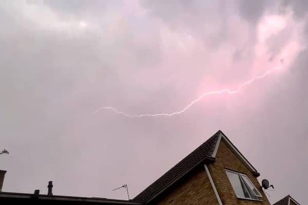 Photo of lightning in Warwickshire. Photo by Rachel Pace