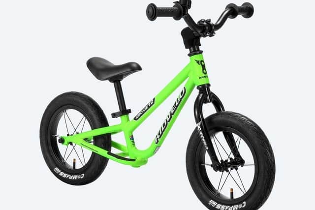 One of Kidvelo's Rookie 12 balance bikes in green. Picture supplied.