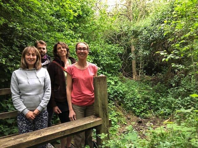 Members of the Friends of Foundry Wood Steering Group at the pond last week.