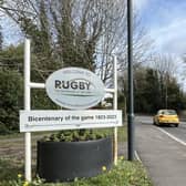 One of the new additions to the nine signs that tell people they are arriving in Rugby.