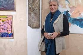 Michelle with her work.