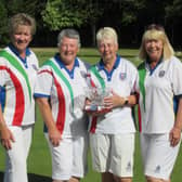 The 2022 Warwickshire County Bowling Association Senior Fours champions. (From left to right) Anita Cowdrill, Jenny Wickens, Janice White and Dawn Horne.
