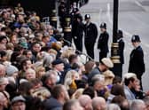 The crowd near Horse Guards in London ahead of the State Funeral of Queen Elizabeth II. Picture date: Monday September 19, 2022.