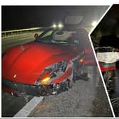 The Ferrari after the crash on the A46. Photo by OPU Warwickshire,