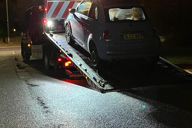 Police stopped the Fiat 500 near to McDonald's Bermuda, Nuneaton. The driver had a provisional licence and no insurance. We reported the driver for the offences.