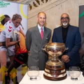Harvinder ‘Babs’ Kandola with HRH Prince Edward The Duke if Edinburgh at the Sport + Leisure Alliance's AGM 2023. Photo by Alex Daniels (www.aj-esq.co.uk)
