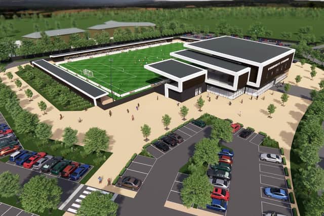 A CGI of the proposed new stadium. Credit: Leamington FC.