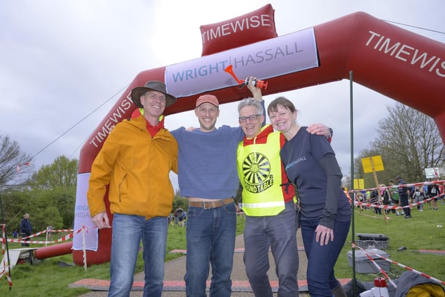 Russell Hall, the first ever Race Director of the Wright Hassall Regency 10k Run; Sam Tyler, current Race Director; Nick Heard, of Leamington Round Table; and Alex Robinson, of Wright Hassall.