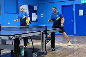 Adrian Pilgrim (on the left) and Tomas Jacko of Rugby B playing doubles against Colebridge A in Division 1.