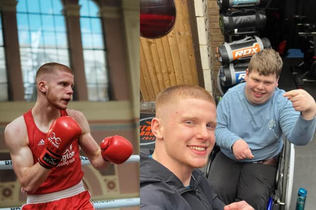 Bobby Brannen, 20, in action. Right: With one of his clients.