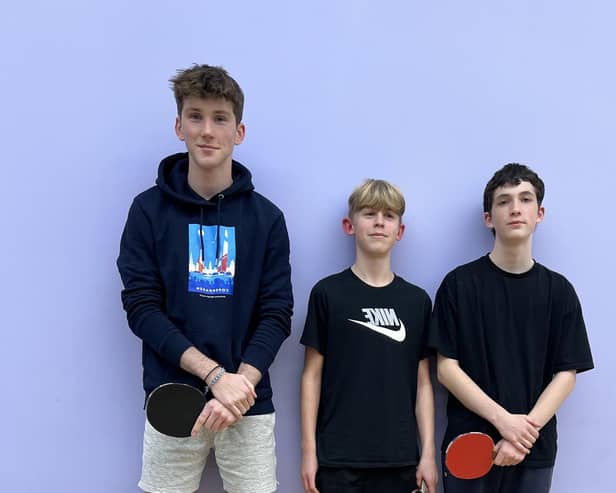 The Lillington Free Church G team who play in Division 3. Left to right Tudor DRaghici, Toby Roe and Alex Bosworth.
