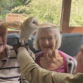 John and Carol at Overslade House with Tula the Owl