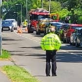 Police at the scene near Myton School,