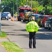 Police at the scene near Myton School,