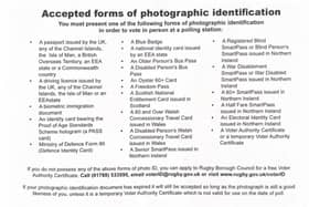 Rugby Borough Council has issued a card offering guidance on Voter ID - in addition to the usual polling cards, that also have a reminder on them about the change.