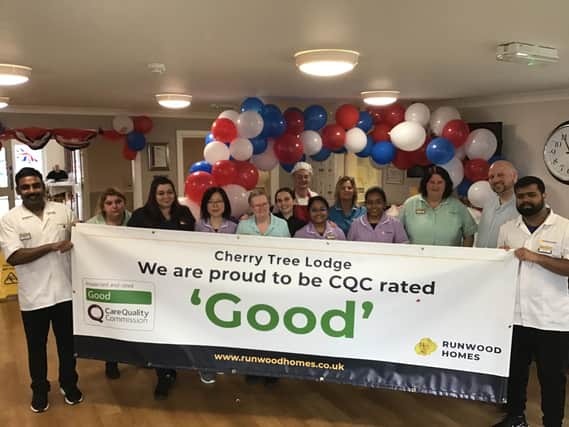 Staff at Cherry Tree Lodge care home in Whitnash are celebrating receiving a 'good' rating from the Care Quality Commission after a recent inspection. Picture supplied.