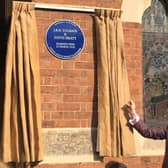Cllr Richard Eddy unveiling a Blue Plaque for J.R.R Tolkien and Edith Bratt in Warwick in 2018. Photo supplied by Warwick Town Council