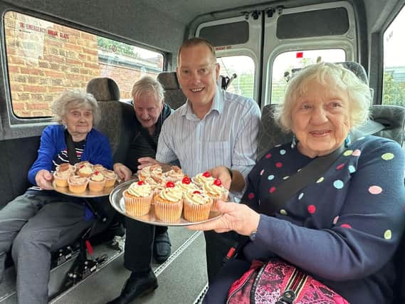 Residents Betty, Marjorie and John with Adi Robinson Service Manager Hope4 Centre Rugby
