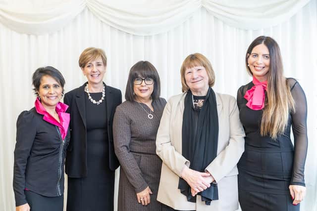 Arti Halai, Tracy Evans, Carmen Watson, Colleen Fletcher MP and Natasha Blacklock of Ladies First. Photo by Karen Massey Photography