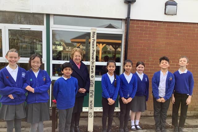 A Peace Pole has been installed at Radford Semele CE Primary School. Photo supplied