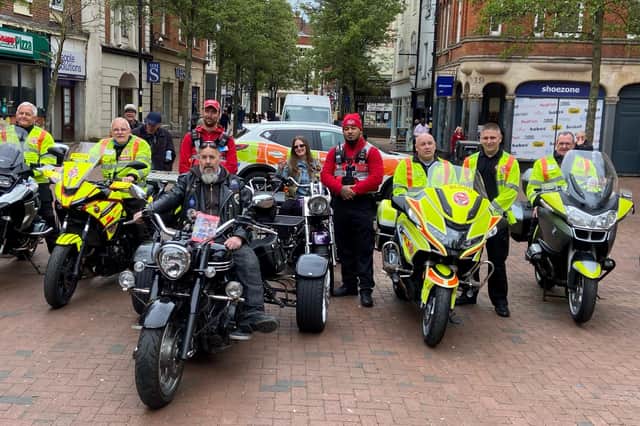 Bikers, Rugby rangers and members of the Warwickshire & Solihull Blood Bikes group get set for the popular event.