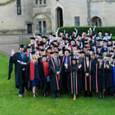 Graduates from Royal Leamington Spa College's Warwickshire College and University Centre (WCUC) pose for a celebratory photograph at Warwick Castle. Picture supplied.