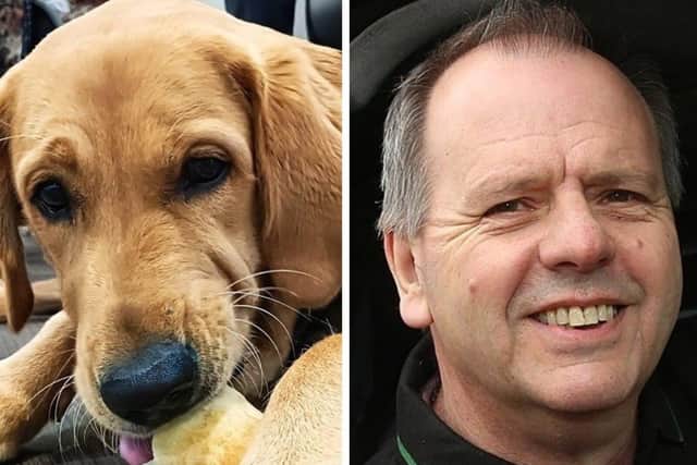 Trainee Guide Dogs pup Ralph and Dave SImmonds of Ovenu Rugby