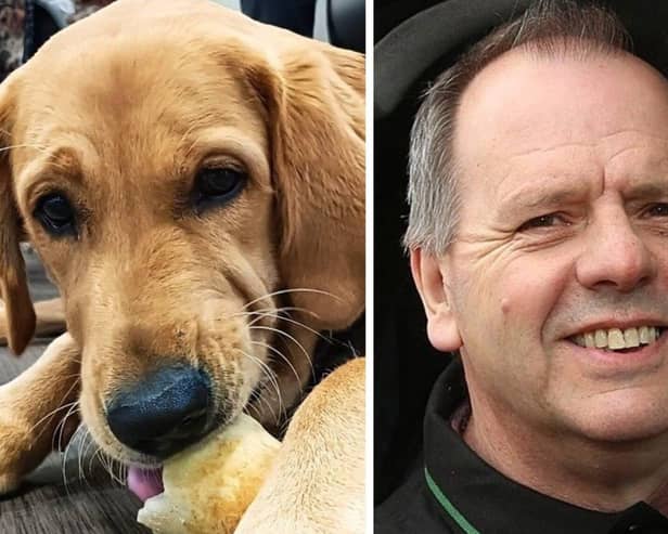 Trainee Guide Dogs pup Ralph and Dave SImmonds of Ovenu Rugby