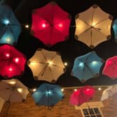 The brollies in place.