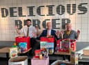 Donating food to people in Rugby.
