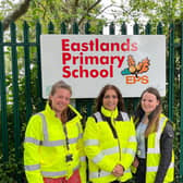 WCC Road Safety Officer Alice Edwards, Eastlands Primary School headteacher Suki Edwards, and WCC Road Safety Engineer Dan Loxley.