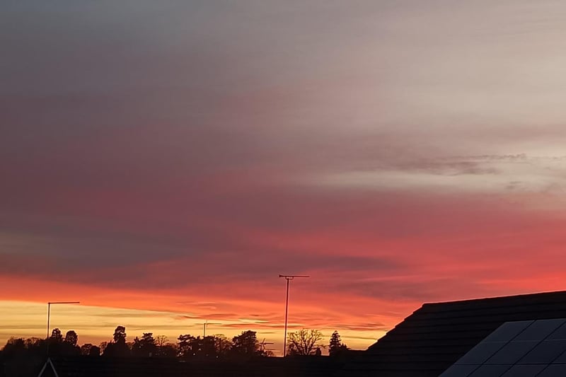 The beautiful sunset over the Rugby area on Sunday February 5, taken by Katy Hobday.