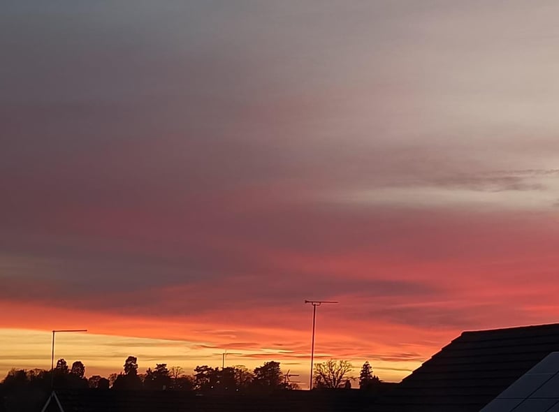 The beautiful sunset over the Rugby area on Sunday February 5, taken by Katy Hobday.