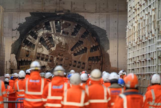 HS2 Tunnel Boring Machine Mary Ann completes its first tunnel breakthrough in Birmingham. Credit: HS2.