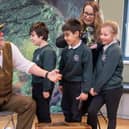 BN - SGB-33375 - Pupils from Bilton Junior School and Alice from Barratt Homes listening to Mark Fraser