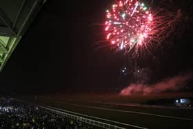 Crowds watching the fireworks show at Warwick Racecourse. Photo supplied