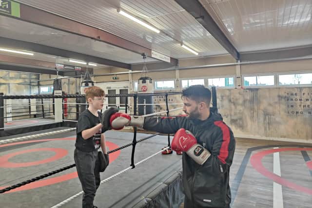 Charlie Canavan training with Leamington boxer Danny Quartermaine at Cleary's Boxing Gym.