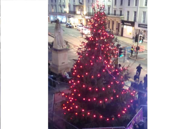 The Leamington Tree of Light outside the town hall in 2017.